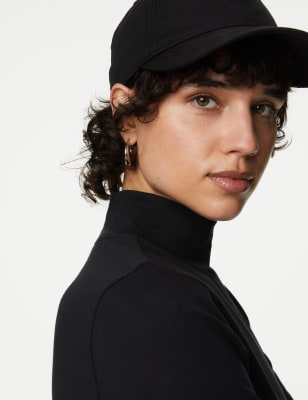 

Womens M&S Collection Cotton Rich Slim Fit Top - Black, Black