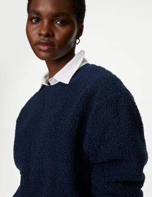 

Womens M&S Collection Borg Sweatshirt - Navy, Navy