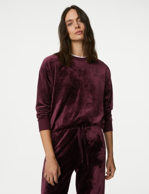 

Womens M&S Collection Sweatshirt aus Velours - Dark Burgundy, Dark Burgundy