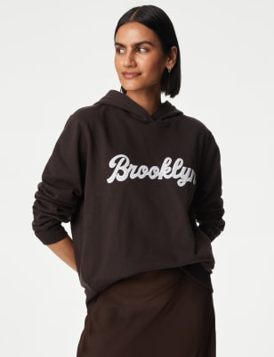 

Womens M&S Collection Cotton Rich Slogan Hoodie - Bitter Chocolate, Bitter Chocolate