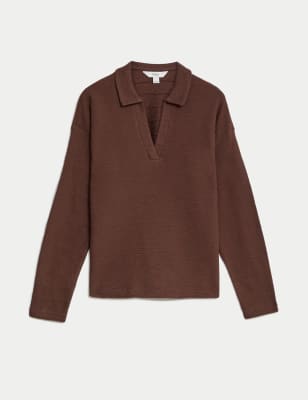 

Womens M&S Collection Oberteil aus reiner Baumwolle mit Kragen - Raisin, Raisin