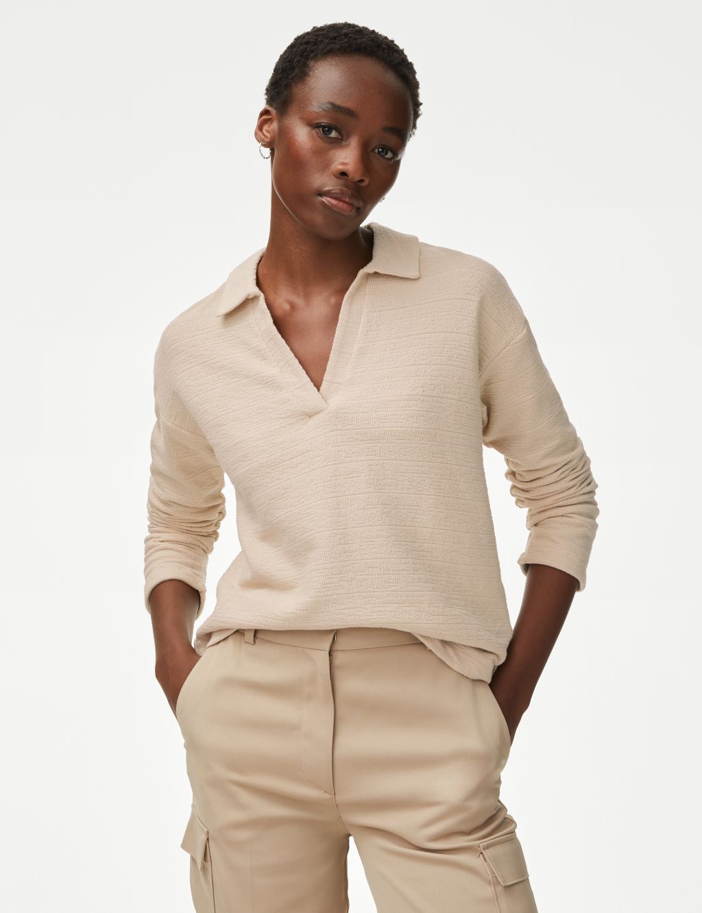 Pure Cotton Textured Collared Top image 3