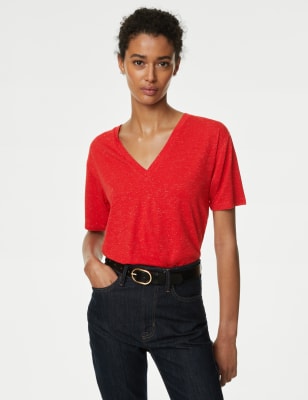 

Womens M&S Collection Sparkly Top - Red, Red