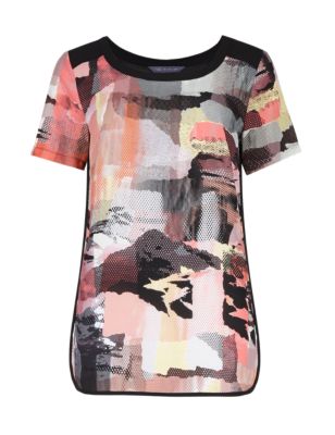 Half Sleeve Abstract Print T-Shirt | M&S Collection | M&S