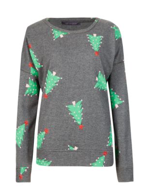 Christmas Tree Print Sweat Top | M&S Collection | M&S