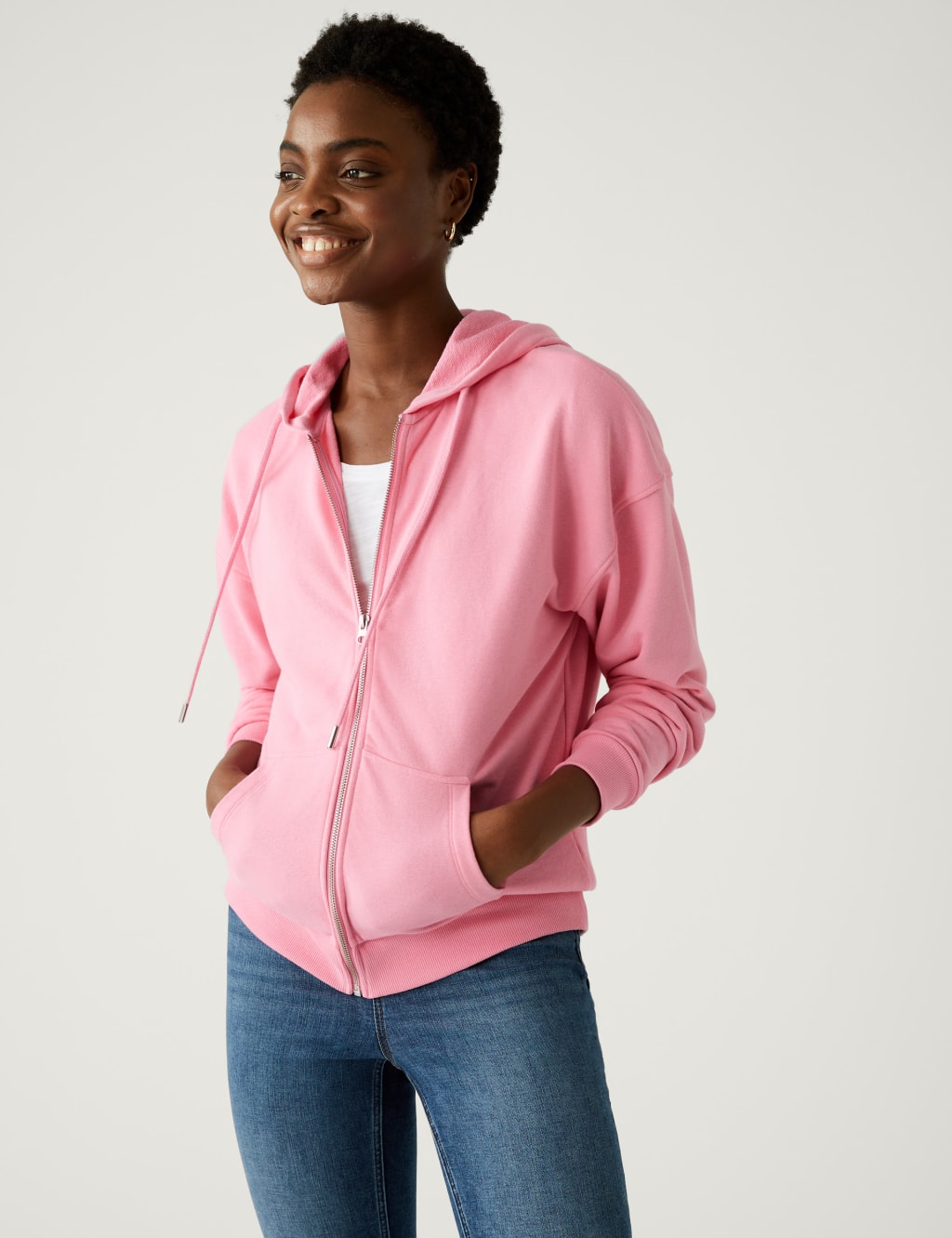 Cotton Rich Zip Up Hoodie image 1