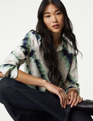 

M&S Collection Camisa con cuello estampadaWomens - Green Mix, Green Mix