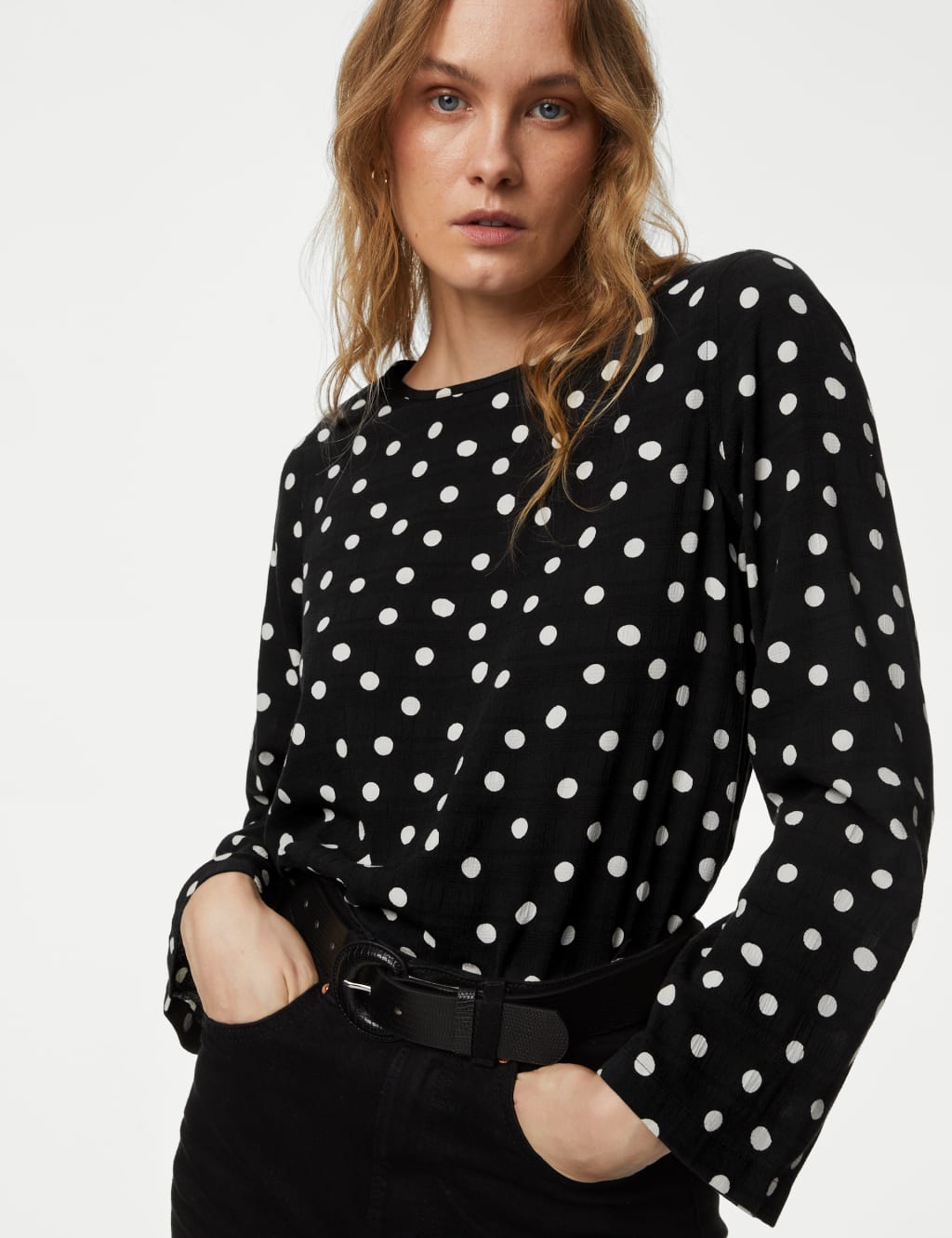 Cotton Blend Polka Dot Top image 1