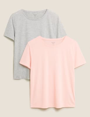 

Womens M&S Collection 2 Pack Crew Neck Relaxed T-Shirts - Pink Mix, Pink Mix