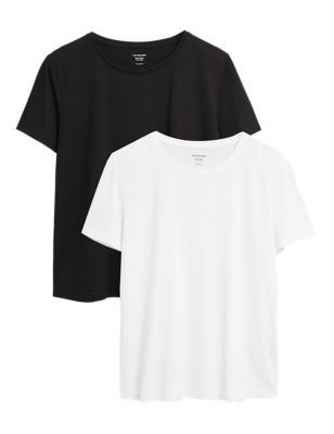 M&S Womens 2 Pack Crew Neck Relaxed T-Shirts
