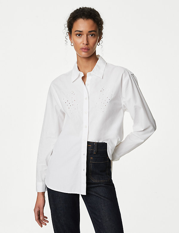 Pure Cotton Cutwork Detail Shirt - SE