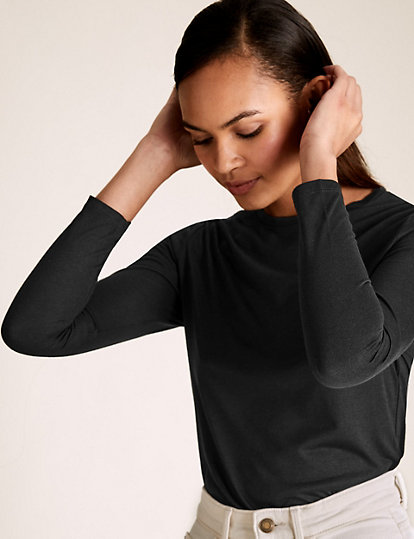 Crew Neck Relaxed Fit Long Sleeve Top