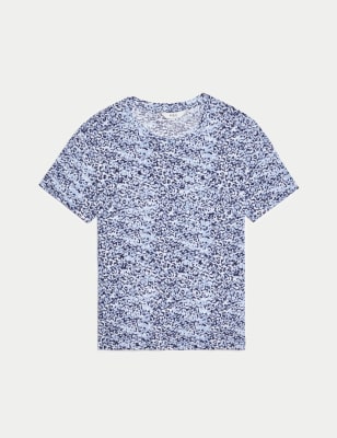 

M&S Collection Top 100% algodón con bolsillo estampadoWomens - Blue Mix, Blue Mix