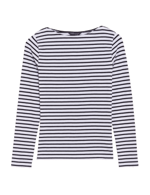 

Womens M&S Collection Cotton Rich Fitted Long Sleeve Top - Black, Black