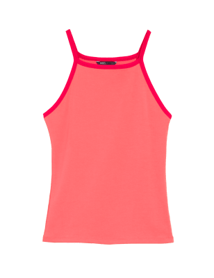 

Womens M&S Collection Cotton Rich Fitted Sleeveless Cami Top - Pink, Pink