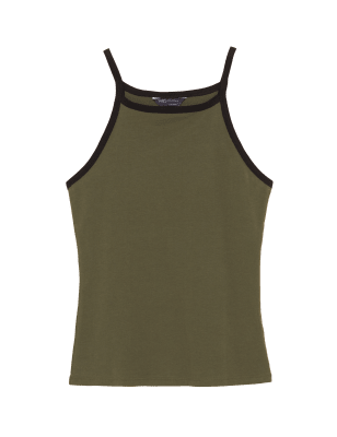 

Womens M&S Collection Cotton Rich Fitted Sleeveless Cami Top - Khaki, Khaki