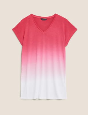 Tie-Dye V-Neck Longline T-Shirt