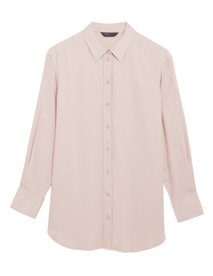 

Womens M&S Collection Collared Longline Long Sleeve Shirt - Pink Shell, Pink Shell