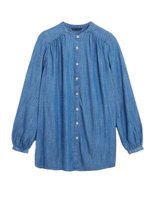 

Womens M&S Collection Pure Tencel™ Longline Blouse - Denim, Denim