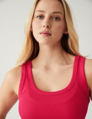 Cotton Rich Ribbed Slim Fit Vest Top