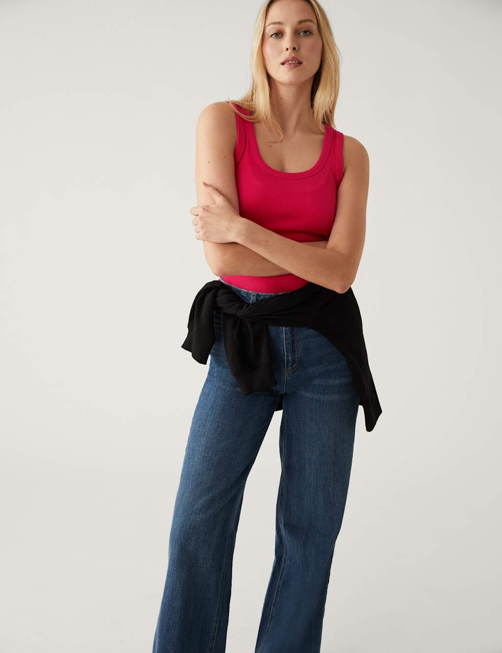 Cotton Rich Ribbed Slim Fit Vest Top image 3