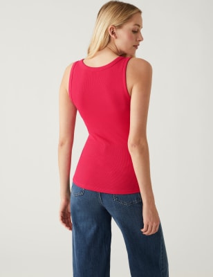 Cotton Rich Ribbed Slim Fit Vest Top