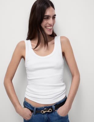 Cotton vest top - White - Ladies