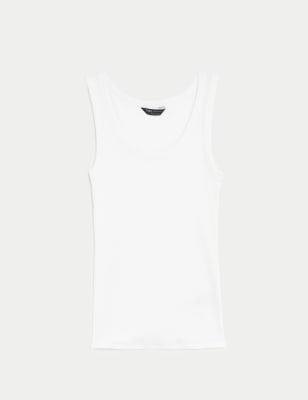 Cotton Rich Ribbed Slim Fit Vest Top M&S SG