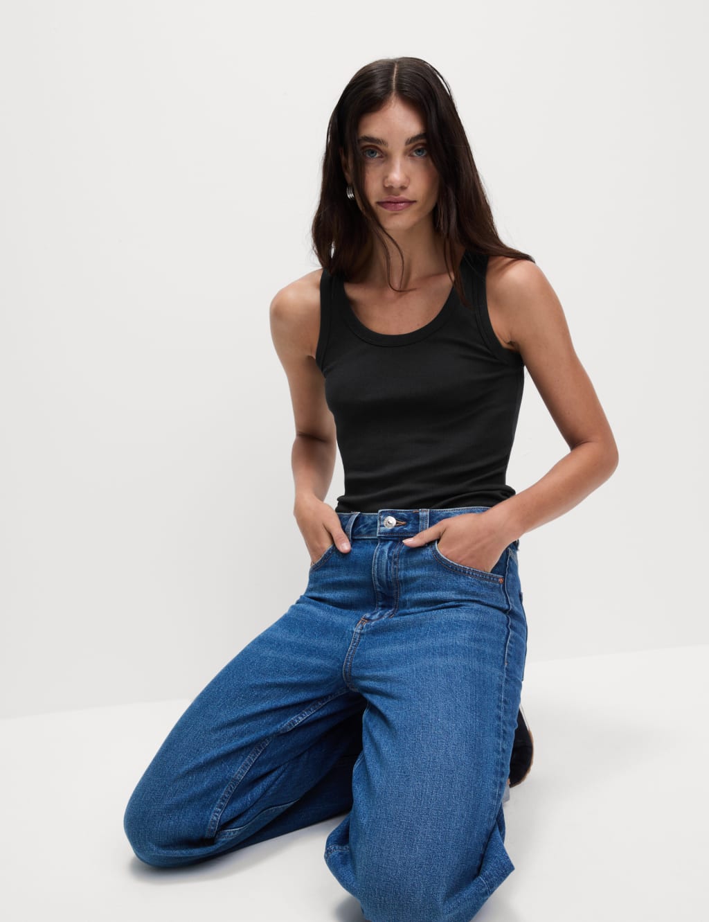 Cotton Rich Ribbed Slim Fit Vest Top image 1