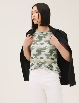 Camouflage Crew Neck Relaxed Tank Top