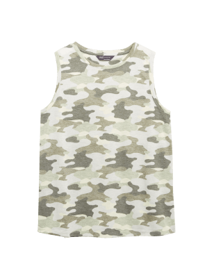 

Womens M&S Collection Camouflage Crew Neck Relaxed Tank Top - Khaki Mix, Khaki Mix