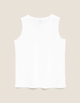 

Womens M&S Collection Crew Neck Relaxed Sleeveless Tank Top - White, White