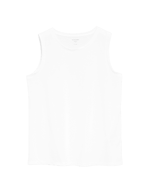 

Womens M&S Collection Crew Neck Relaxed Sleeveless Tank Top - White, White