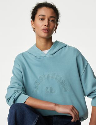 

Womens M&S Collection Pure Cotton Embroidered Hoodie - Blue, Blue
