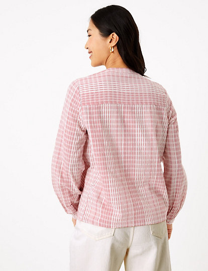 Cotton Striped Long Sleeve Blouse