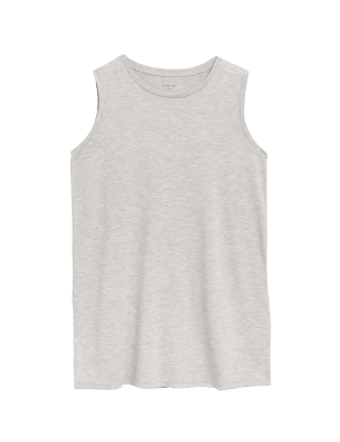 

Womens M&S Collection Crew Neck Relaxed Longline Vest Top - Grey Marl, Grey Marl