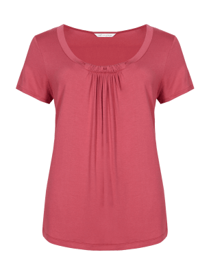 Short Sleeve Pleated T-Shirt | M&S Collection | M&S