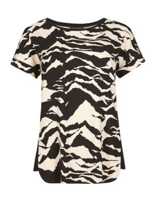 Zebra Print Panelled T-Shirt | M&S Collection | M&S