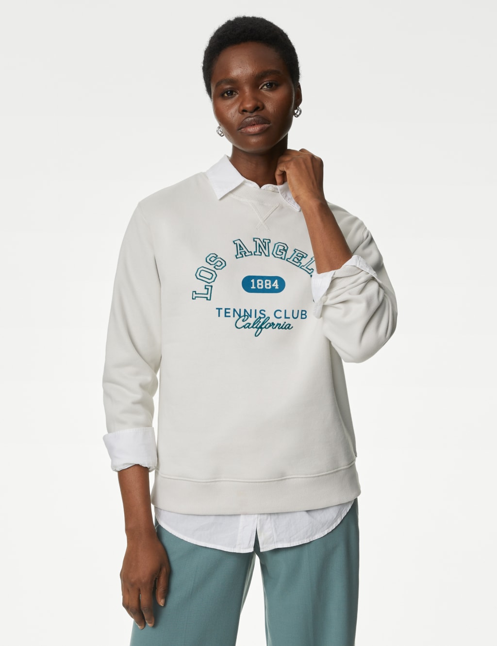 Cotton Rich Slogan Sweatshirt image 1