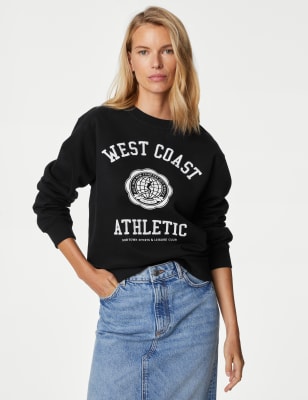 Cotton Rich Slogan Sweatshirt