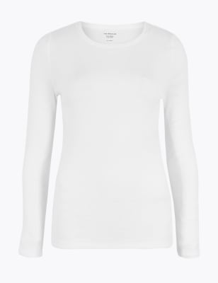 

Womens M&S Collection Pure Cotton Regular Fit Long Sleeve Top - Soft White, Soft White
