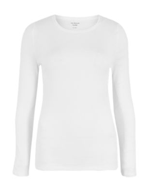 M&S Womens Pure Cotton Regular Fit Long Sleeve Top