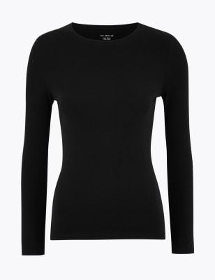 

Womens M&S Collection Langarmoberteil aus reiner Baumwolle in normaler Passform - Black, Black