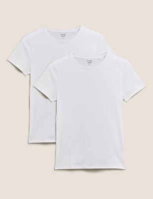 2 Pack Cotton Crew Neck Fitted T-Shirts | M&S Collection | M&S