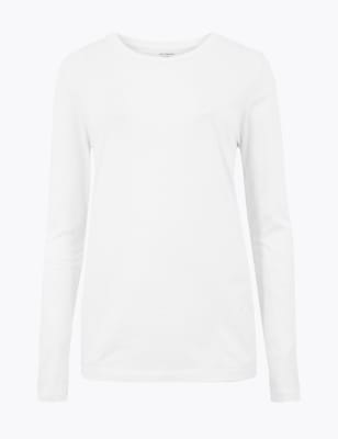 

Womens M&S Collection Pure Cotton Straight Fit Long Sleeve Top - Soft White, Soft White