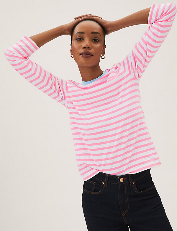 Pure Cotton Striped Straight Fit Top - NL