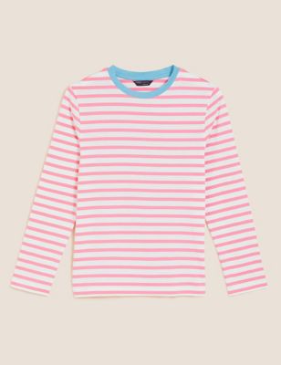 M&S Womens Pure Cotton Striped Straight Fit Top