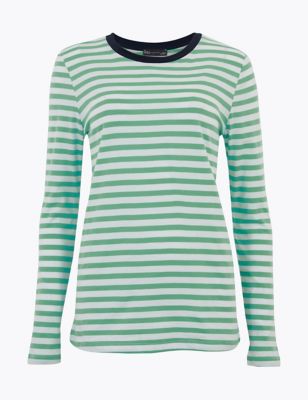 Pure Cotton Striped Straight Fit Top 
