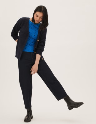 

Womens M&S Collection Pure Cotton Printed Regular Fit Top - Blue Mix, Blue Mix