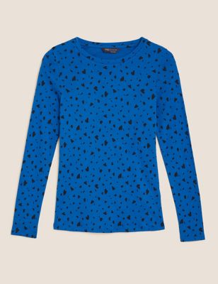 M&S Womens Pure Cotton Printed Regular Fit Top